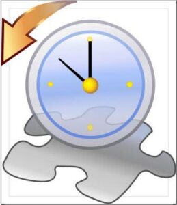 Analog clock sitting atop a puzzle piece.
